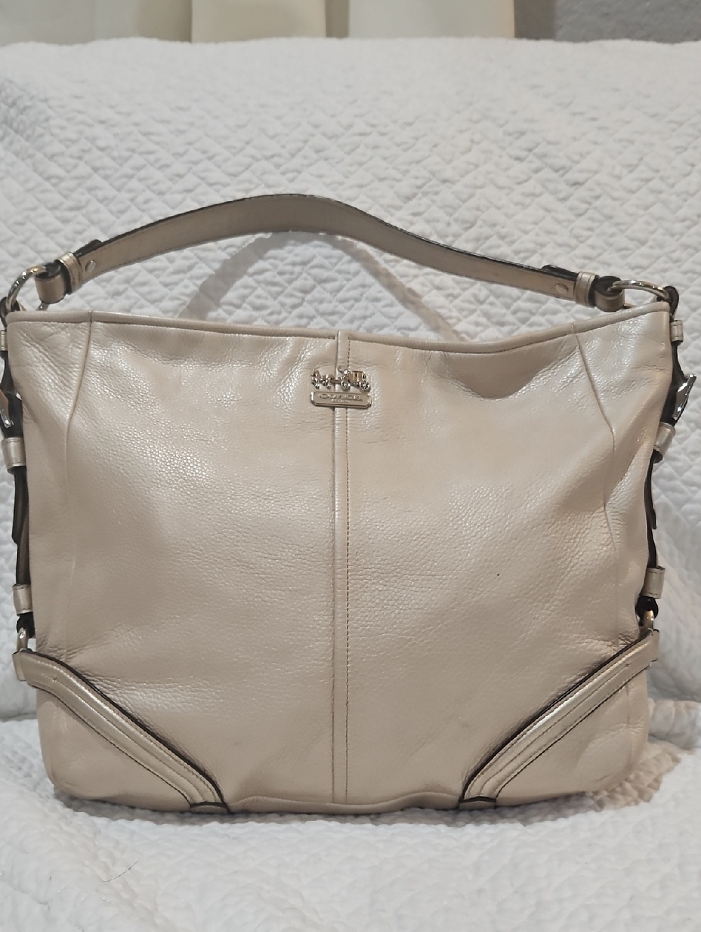 Vintage Coach Chelsey metallic Champagne Hobo Shoulder bag - Picture 2 of 9